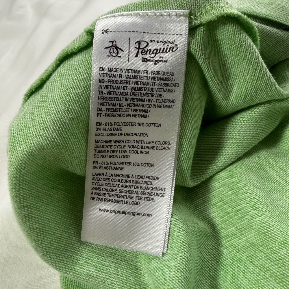 Original Penguin Mens Polo Shirt L Bright Green Pocket Golf Summer Vacation - Picture 6 of 8